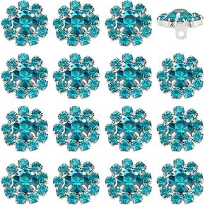 FINGERINSPIRE 16pcs Clear Crystal Round Rhinestone Buttons (0.5 inch, Silver Shank) for Garment Decor