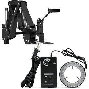 DZQ Jewelry Microscope Stand and 60-LED Adjustable Ring Light Illuminator Lamp for Multi-Directional Microscope
