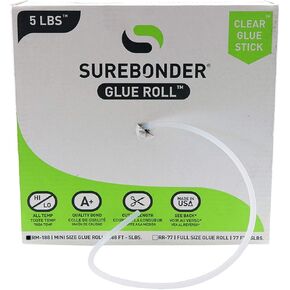 Surebonder Mini Size 188 ft All Purpose Long Mini Hot Glue Stick Roll for Uninterrupted Glueing, 0.27 Inch Diameter, 5 lb Box, Clear
