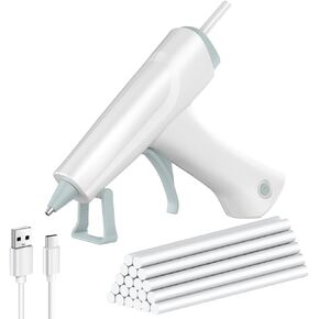 Hot Glue Gun, Portable Cordless Glue Gun with 20pcs Glue Sticks, Type-C Rechargeable 2600mAh Battery, Ideal for School Classroom DIY Crafts, Home Repairs, and Gift Making