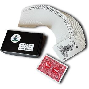 Ted's Sterling Magic Factory Cut Bicycle Black and White Joker Trick Deck (Red One Way Force)