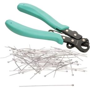 Looper Pliers 1-Step, 1.5mm Loops, 18-26 Gauge Wire and 72 Head Pins Silver 2 inches long with 2mm, 21 gauge