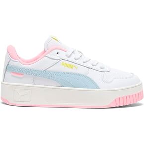 حذاء رياضي نسائي من PUMA Carina Street، لون أبيض متجمد Dew-Fluro Yellow PES، 6