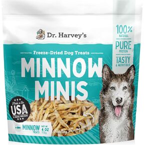 Dr. Harvey's Minnow Minis Freeze-Dried Dog Treats – Fish Treats for Training & Rewards – High Protein, Rich in Omega-3s, Made in The USA - 4 Ounces