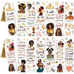 Bible UV DTF Bookmark Wraps - 24 Sheets Black Girl Inspirational Quotes Cold Transfer Sticker for Blank Bookmark, Flowers Butterfly UV DTF Sticker Decal DIY Creative Decoration for Women Religious
