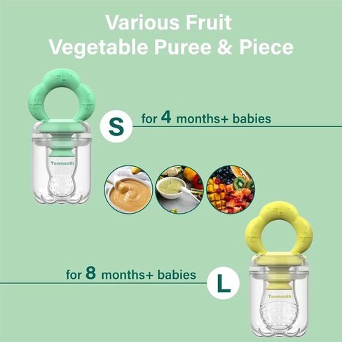 Baby Fruit Food Feeder Breastmilk Popsicle Molds with Freezer Tray, Tenmonth Silicone Baby Feeder for Safe Infant Self Feeding and Teething Relief 2 Pack, BPA Free in Saudi Arabia