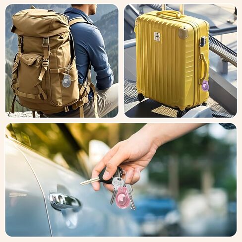 4 Pack Airtag Holder Compatible Apple AirTag, Secure Holder with Wire Cable for Men Women's Keyrings & Keychains, Air Tag Case Keychain for Keys, Luggage, Bags, 4 Colors in Kuwait