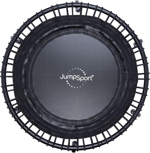 جهاز JumpSport 250 للياقة البدنية في المنزل، مقاس 39 بوصة | ترامبولين صغير بأرجل مقوسة ومقاطع فيديو متضمنة | آمنة وقوية ومنخفضة التأثير | DVD وبث مجاني لمدة 60 يومًا in Kuwait