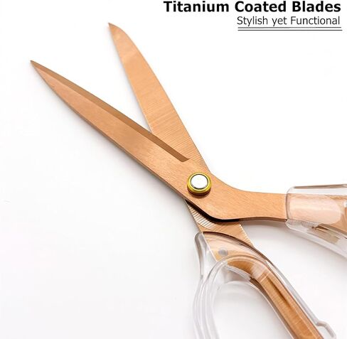 Rose Golden Scissors for Office 9 inch Multipurpose Scissors with Sharp Blades Transparent Clear Acrylic Handles for Desk, Fabric Cutting, Home, Sewing, and Crafts in Saudi Arabia