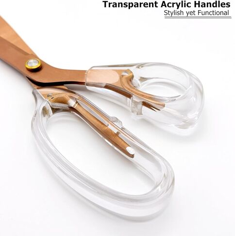 Rose Golden Scissors for Office 9 inch Multipurpose Scissors with Sharp Blades Transparent Clear Acrylic Handles for Desk, Fabric Cutting, Home, Sewing, and Crafts in Saudi Arabia