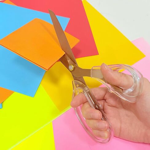 Rose Golden Scissors for Office 9 inch Multipurpose Scissors with Sharp Blades Transparent Clear Acrylic Handles for Desk, Fabric Cutting, Home, Sewing, and Crafts in Saudi Arabia