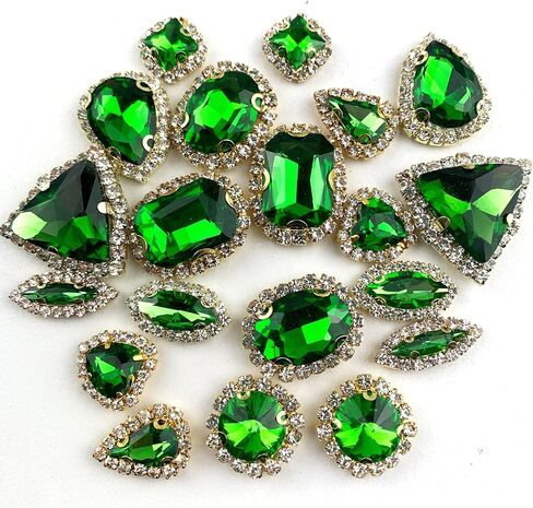 Heyiwell 20PC Mixed Shape High Grade Sew on Glass Rhinestone with Gold Claw Flatback Crystals Buckle for Wedding Dress,DIY Crafts,Clothing Accessories,Royal Blue in Saudi Arabia
