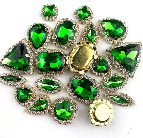 Heyiwell 20PC Mixed Shape High Grade Sew on Glass Rhinestone with Gold Claw Flatback Crystals Buckle for Wedding Dress,DIY Crafts,Clothing Accessories,Royal Blue in Saudi Arabia