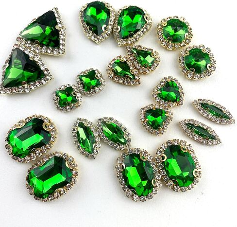 Heyiwell 20PC Mixed Shape High Grade Sew on Glass Rhinestone with Gold Claw Flatback Crystals Buckle for Wedding Dress,DIY Crafts,Clothing Accessories,Royal Blue in Saudi Arabia