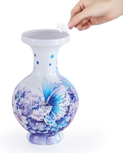 Led 3D Puzzle Vase for Adults Puzzle Planter Pot for Women,3D Art Jar Puzzles for House Flowers Arrangements and Home Decoration (Roses and Butterflies) in Saudi Arabia