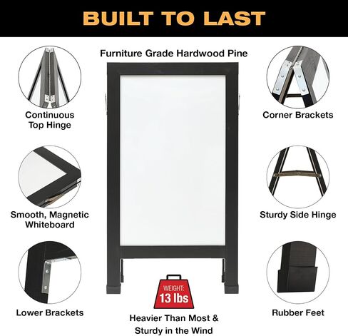 منتجات Excello Global 40 "× 22" غير قابلة للتدمير أبيض A -Frame - أسود in Kuwait