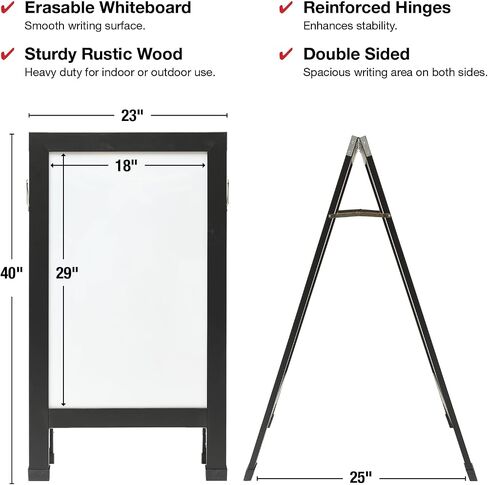 منتجات Excello Global 40 "× 22" غير قابلة للتدمير أبيض A -Frame - أسود in Kuwait