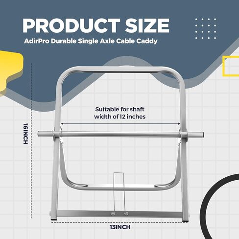 Hicarer Durable Single Axle Cable Caddy 13'' Wide x 16'' High Commercial Industrial Steel Wire Rack Dispenser for Cable Reels 100 lb Capacity in Saudi Arabia