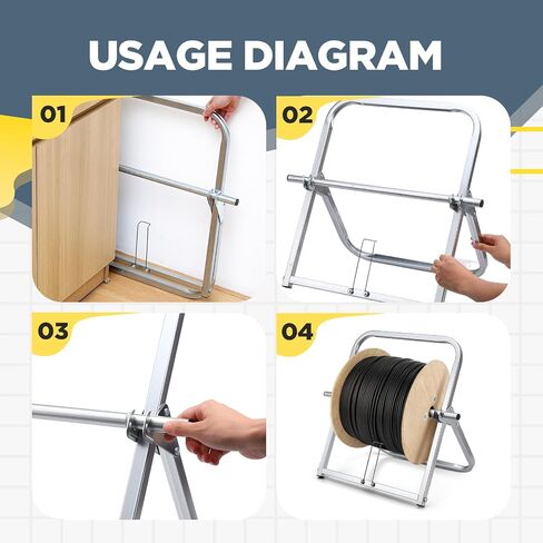 Hicarer Durable Single Axle Cable Caddy 13'' Wide x 16'' High Commercial Industrial Steel Wire Rack Dispenser for Cable Reels 100 lb Capacity in Saudi Arabia