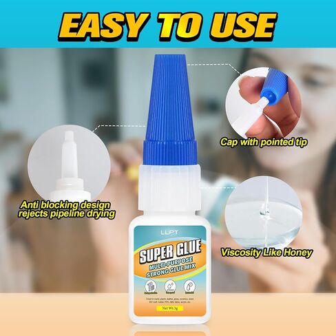 llpt super glue | صافي 3G | مسح كل الغرض superglue مع غطاء مضاد للسرطان | فائق السرعة فائقة الرقيقة لاصق رقيقة | البلاستيك المعدني الزجاجي الزجاجي Craft DIY (LSG003-1E) | 1 حزمة in Kuwait