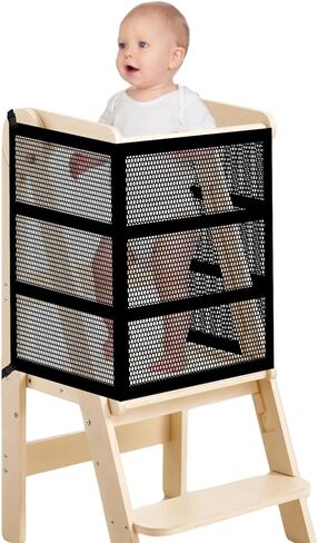 Rainmae Toddler Learning Tower Safety Net, Safety Net Guard for Toddlers Tower, Step Tool Toddlers Tower Net with Four Sided Protection, Safety Netting for Kids Play, Enhanced Safety and Convenience in Saudi Arabia