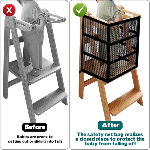 Rainmae Toddler Learning Tower Safety Net, Safety Net Guard for Toddlers Tower, Step Tool Toddlers Tower Net with Four Sided Protection, Safety Netting for Kids Play, Enhanced Safety and Convenience in Saudi Arabia