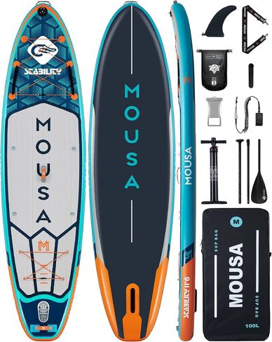 11'6''×35" Extra Wide Inflatable Stand Up Paddle Board, Stable Long SUP for 2 People/Family, Shoulder Strap, 5 Handles, 100L Backpack, All-Round Sup Board, Removeable Big Fin in Saudi Arabia