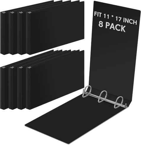 8 Pcs 3 Ring Binders Rings Heavy Duty View D Ring Binders Economy Holds 11" x 17" Paper for Artwork Blueprints, Office, Home, Work Places(White,1.5 Inch) in Kuwait