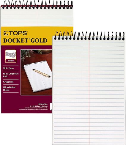 TOPS Docket Classified Business Notebook, 8.5 x 5.5 Inches, Clear Plastic Cover, 20 Pound Paper, 100 Sheets, White (99711) in Kuwait