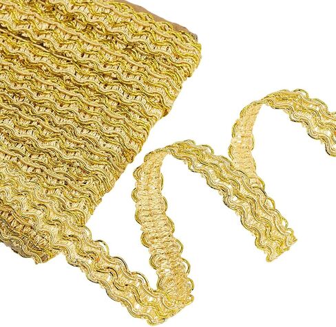 AHANDMAKER 12 Yards Gold Gimp Braid Trim, 1/2 Inch Metallic Braid Lace Trim, Polyester Woven Gimp Braid Trim Embellishment for DIY Crafts Costume Sewing Curtains Accessories Lampshade Home Decoration in Saudi Arabia