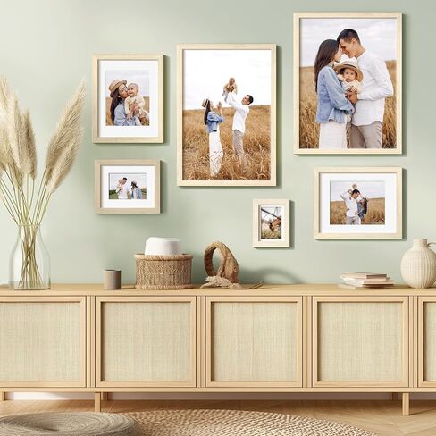 إطار صورة مقاس 4 × 6 مع حصيرة مقاس 3.5 × 5، مجموعة إطارات خشبية محببة متعددة الألوان مكونة من 4، إطارات صور جدارية مقاس 4 × 6 للتركيب على سطح الطاولة أو الحائط (4 عبوات، متعدد الألوان) in Kuwait