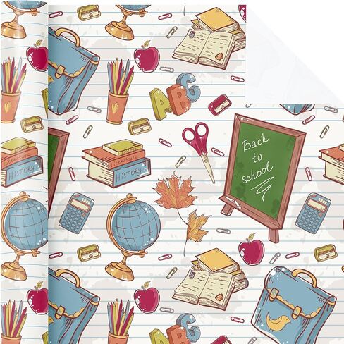 WRAPAHOLIC Back to School Wrapping Paper Roll - Mini Roll - 17 Inch x 16.5 Feet - School Supplies Design Perfect for First Day of School, Students, Teacher Appreciation in Saudi Arabia
