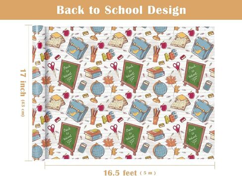 WRAPAHOLIC Back to School Wrapping Paper Roll - Mini Roll - 17 Inch x 16.5 Feet - School Supplies Design Perfect for First Day of School, Students, Teacher Appreciation in Saudi Arabia
