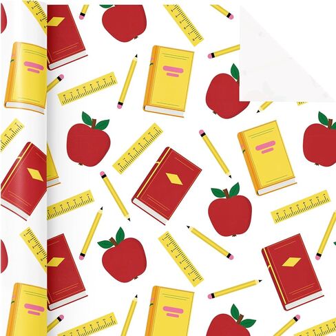 Wrapaholic العودة إلى مدرسية لفة الورق - لفة صغيرة - 17 بوصة × 16.5 قدم - تصميمات مدرسية مثالية لليوم الأول من المدرسة ، والطلاب ، وتقدير المعلم in Kuwait