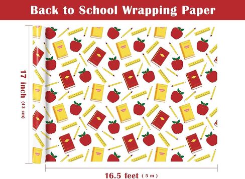 Wrapaholic العودة إلى مدرسية لفة الورق - لفة صغيرة - 17 بوصة × 16.5 قدم - تصميمات مدرسية مثالية لليوم الأول من المدرسة ، والطلاب ، وتقدير المعلم in Kuwait