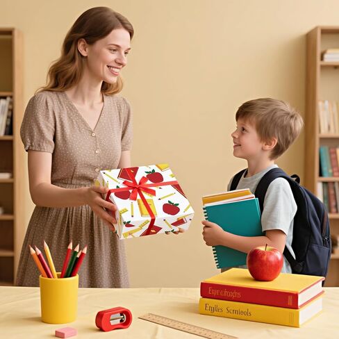 Wrapaholic العودة إلى مدرسية لفة الورق - لفة صغيرة - 17 بوصة × 16.5 قدم - تصميمات مدرسية مثالية لليوم الأول من المدرسة ، والطلاب ، وتقدير المعلم in Kuwait