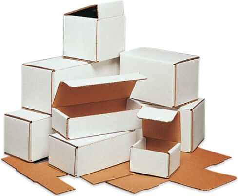 Secure Seal Shipping Boxes - 5x3x2" Mailers - White Foldable Corrugated Cardboard Packaging for Mailing, Moving, Storage, and Organizing - Strong Lightweight Foldable (Bulk 50 Pack) in Kuwait