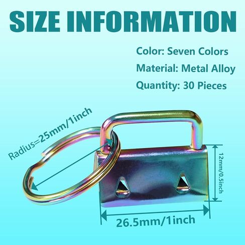 30 PCS 1 Inch Key Fob Hardware, with Keychain Rings Accessories for Crafting, Bag Webbing, Lanyards, Keychain Making Hardware Supplies, Seven Colors in Kuwait