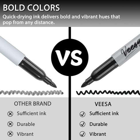 VEESA Dry Erase Markers Black, Fine Tip, 75 Count Low-Odor Whiteboard Marker Pens for Office School Home in Kuwait