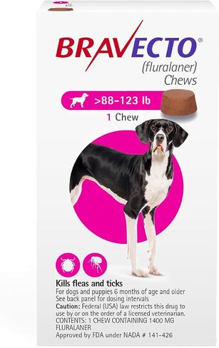 BRAVECTO Chew for Dogs, Flea & Tick, 1 Chew, 12 Week Supply, 9.9-22 lbs., Orange Box in Saudi Arabia