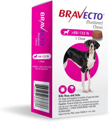 BRAVECTO Chew for Dogs, Flea & Tick, 1 Chew, 12 Week Supply, 9.9-22 lbs., Orange Box in Saudi Arabia