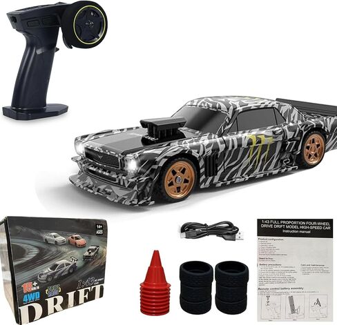 1/43 Mini Remote Control Car with Gyroscope, 2.4GHz 4WD Full Proportional High Speed Fast RC Drift Cars with LED Lights Racing Tires, Hobby RC Cars Toy Model Gift for Adults, Kids, Boys in Saudi Arabia