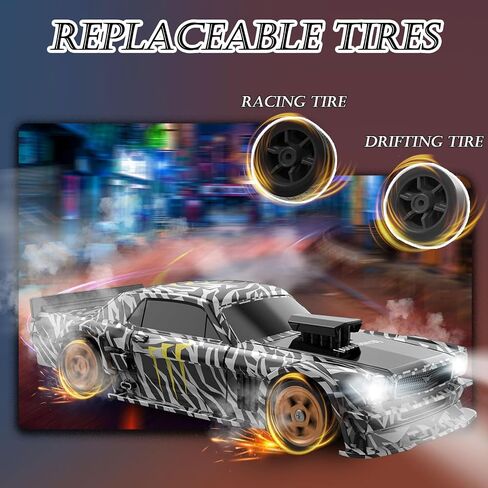 1/43 Mini Remote Control Car with Gyroscope, 2.4GHz 4WD Full Proportional High Speed Fast RC Drift Cars with LED Lights Racing Tires, Hobby RC Cars Toy Model Gift for Adults, Kids, Boys in Saudi Arabia