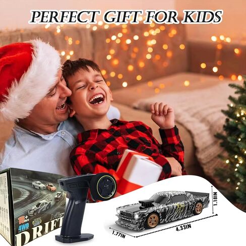 1/43 Mini Remote Control Car with Gyroscope, 2.4GHz 4WD Full Proportional High Speed Fast RC Drift Cars with LED Lights Racing Tires, Hobby RC Cars Toy Model Gift for Adults, Kids, Boys in Saudi Arabia