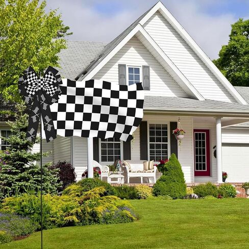 ykw 2 Rolls Racing Deghered Flag Ribbon - 2.55 بوصة × 5 ياردة لكل منهما ، شريط حافة سلكية أسود أبيض لزخرفة حفلات سيارة السباق ، هدايا رياضة رياضة الالتفاف ، إكليل السباق (قطب سباق الذهب) in Kuwait