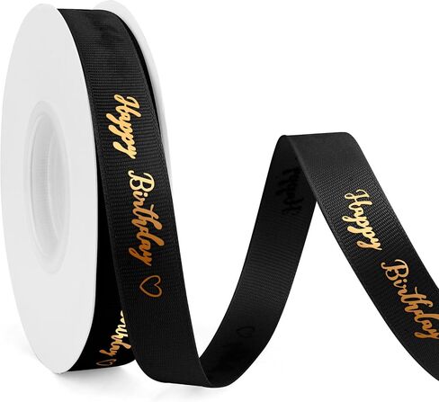 عيد ميلاد سعيد شريط Grosgrain - 5/8 بوصة ، و 25 ياردة أسود لالتفاف الهدايا ، وزينة الكيك والباقات in Kuwait