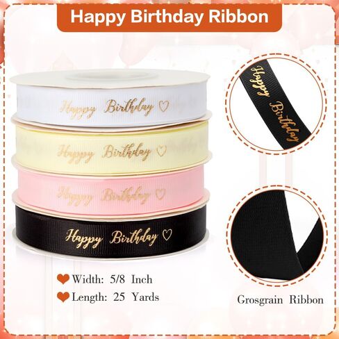 عيد ميلاد سعيد شريط Grosgrain - 5/8 بوصة ، و 25 ياردة أسود لالتفاف الهدايا ، وزينة الكيك والباقات in Kuwait