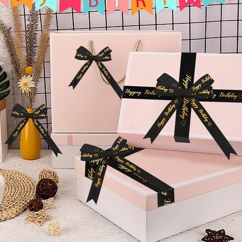عيد ميلاد سعيد شريط Grosgrain - 5/8 بوصة ، و 25 ياردة أسود لالتفاف الهدايا ، وزينة الكيك والباقات in Kuwait