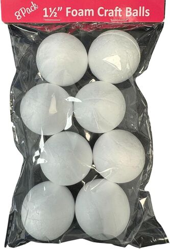 30 Pack 0.75 Inch Foam Craft Balls for School and Art Projects, Styrofoam, Choking Hazard, Not for Children Under 3, White, Poly Bag Packaging in Kuwait