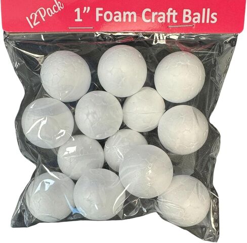 30 Pack 0.75 Inch Foam Craft Balls for School and Art Projects, Styrofoam, Choking Hazard, Not for Children Under 3, White, Poly Bag Packaging in Kuwait